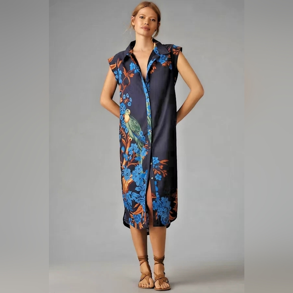 Anthropologie The Lilian Cap Sleve Maeve Midi Dress